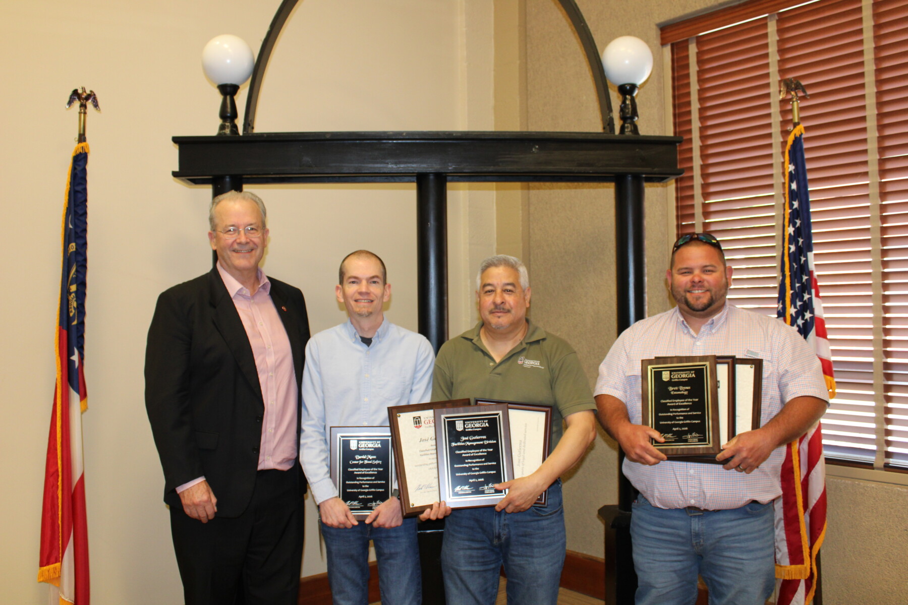 Dr. Dean with the Winners for 2026 Employees of the Year